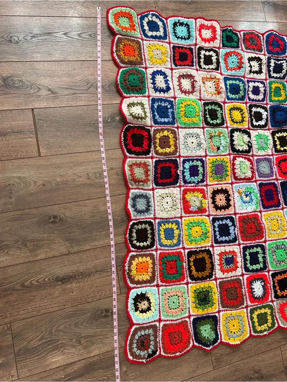 Handmade Multicolor Crochet Granny Square Throw Blanket 57x41